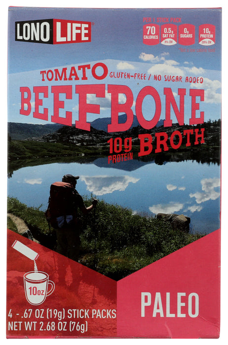 LONOLIFE: Tomato Beef Bone Broth 4 Stick Packs, 2.68 oz