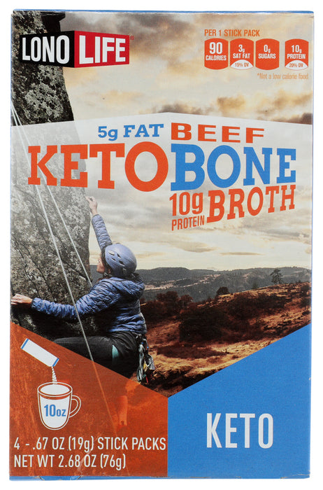 LONOLIFE: Keto Beef Broth 4 Sticks Packs, 2.68 oz