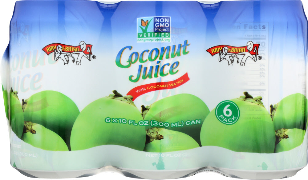 AMY AND BRIAN: Pulp Free Coconut Juice 6 Count, 60 Oz