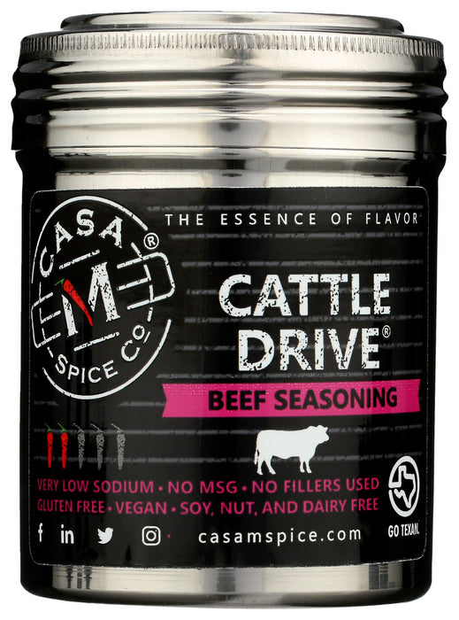 CASA M SPICE: Cattle Drive Beef Seasoning Stainless Shaker, 5 oz