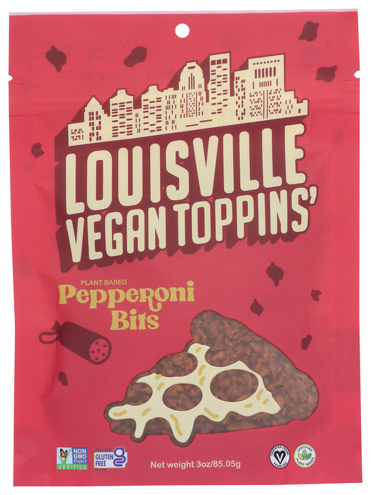 LOUISVILLE VEGAN JERKY: Pepperoni Bits Toppins, 3 OZ