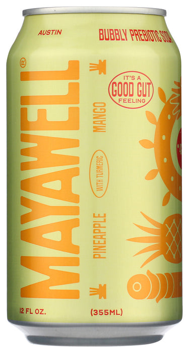 MAYAWELL: Prebiotic Soda Pineapple Mango, 12 fo