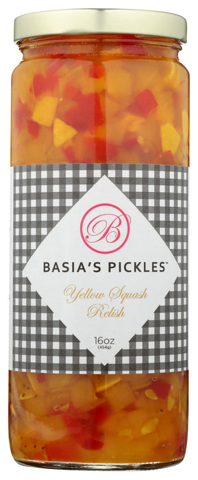 BASIAS PICKLES: Yellow Squash Relish Pickles, 16 oz