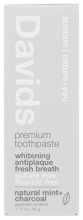 DAVIDS: Toothpaste Charcoal Pprmn, 1.75 OZ