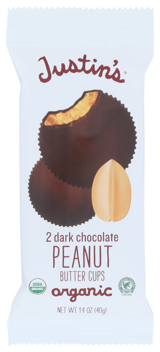 JUSTINS: Organic Peanut Butter Cups Dark Chocolate, 1.4 oz
