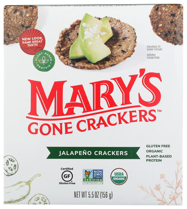 MARY'S GONE CRACKERS: Organic Gluten Free Hot n' Spicy Jalapeno Crackers, 5.5 oz