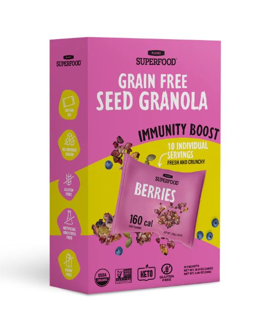 PLANET SUPERFOODS: Immunity Boost Berry Seed Granola Snack, 10.6 oz