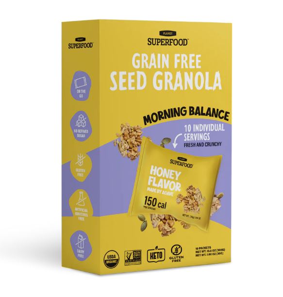 PLANET SUPERFOODS: Morning Balance Honey Seed Granola Snack, 10.6 oz