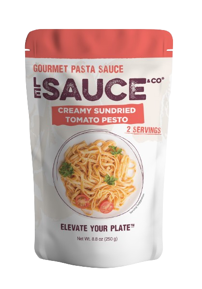 LE SAUCE & CO: Creamy Sun Dried Tomato Pesto Gourmet Pasta Sauce, 8.8 oz