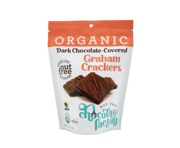 NUT FREE CHOCOLATE FACTORY: Organic Dark Chocolate Covered Graham Crackers, 4.16 oz