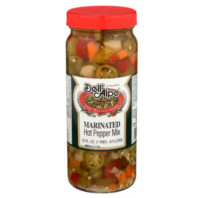 DELL ALPE: Marinated Hot Pepper Mix, 16 fo