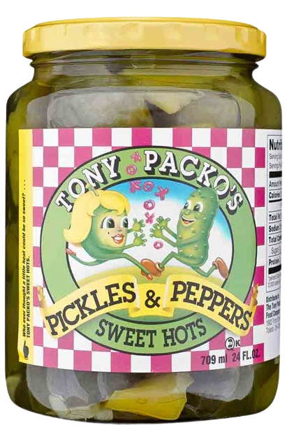 TONY PACKOS: Sweet Hot Pickles and Peppers, 24 oz