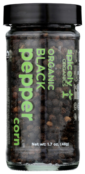 SPICELY ORGANICS: Organic Black Peppercorn Jar, 1.7 oz