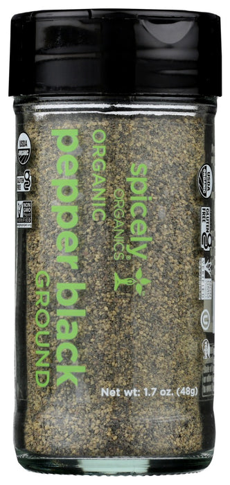 SPICELY ORGANICS: Organic Peppercorn Black Ground Jar, 1.7 oz