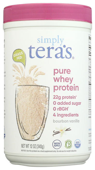 SIMPLY TERAS: Pure Whey Protein Bourbon Vanilla, 12 oz