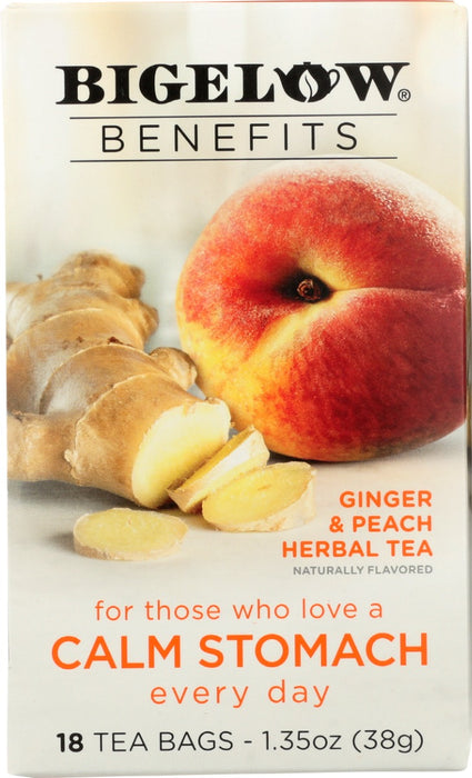 BIGELOW: Calm Stomach Ginger and Peach Herbal Tea, 1.35 oz