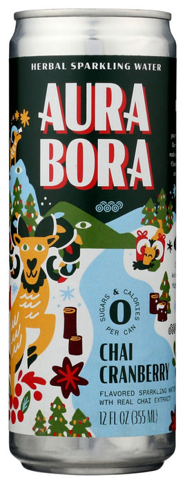 AURA BORA: Chai Cranberry Sparkling Water, 12 fo