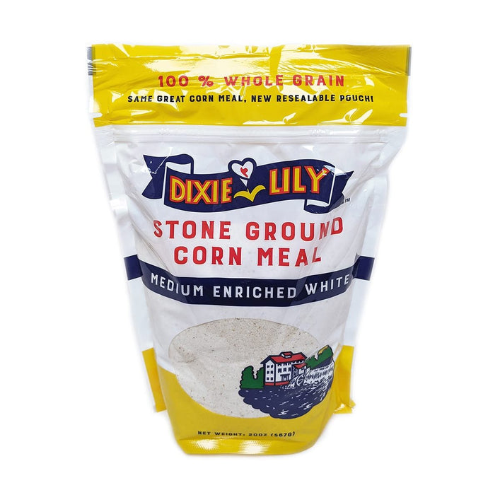 DIXIE LILY: Stone Ground Medium Enriched White Corn Meal, 20 oz