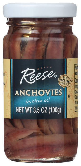 REESE: Flat Anchovies In Glass, 3.5 oz