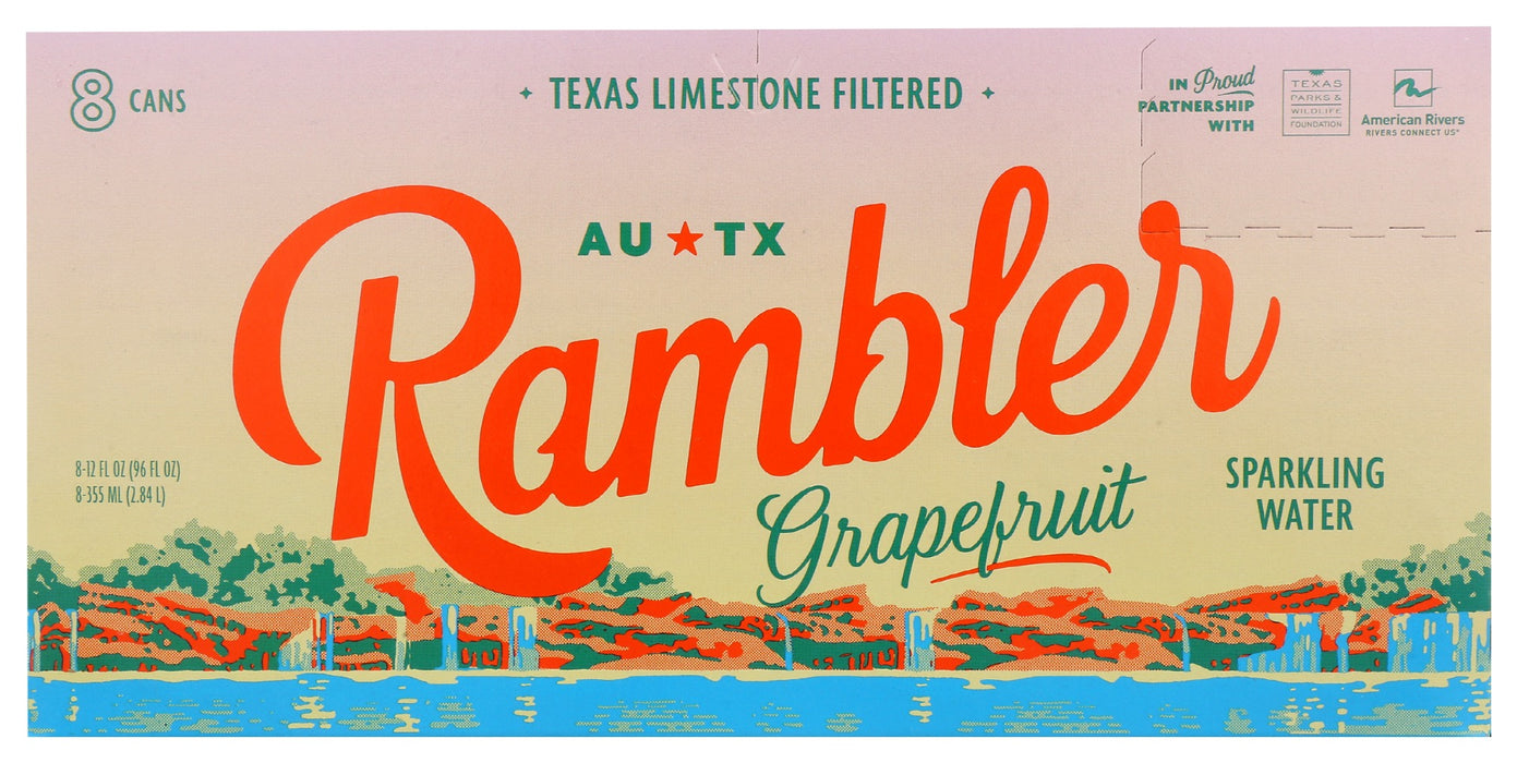RAMBLER: Grapefruit Sparkling Water 8Pk, 96 fo