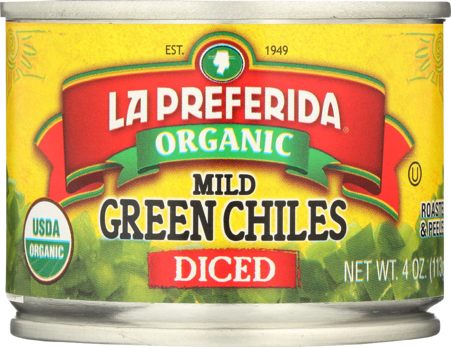 LA PREFERIDA: Organic Diced Green Chiles Mild, 4 oz