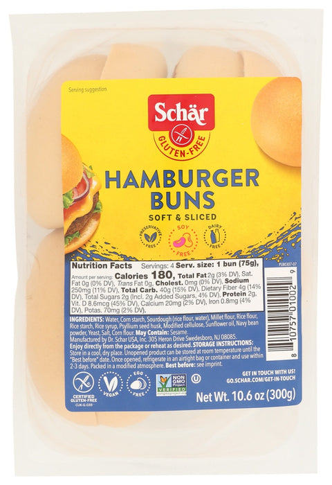 SCHAR: Hamburger Buns, 10.6 oz