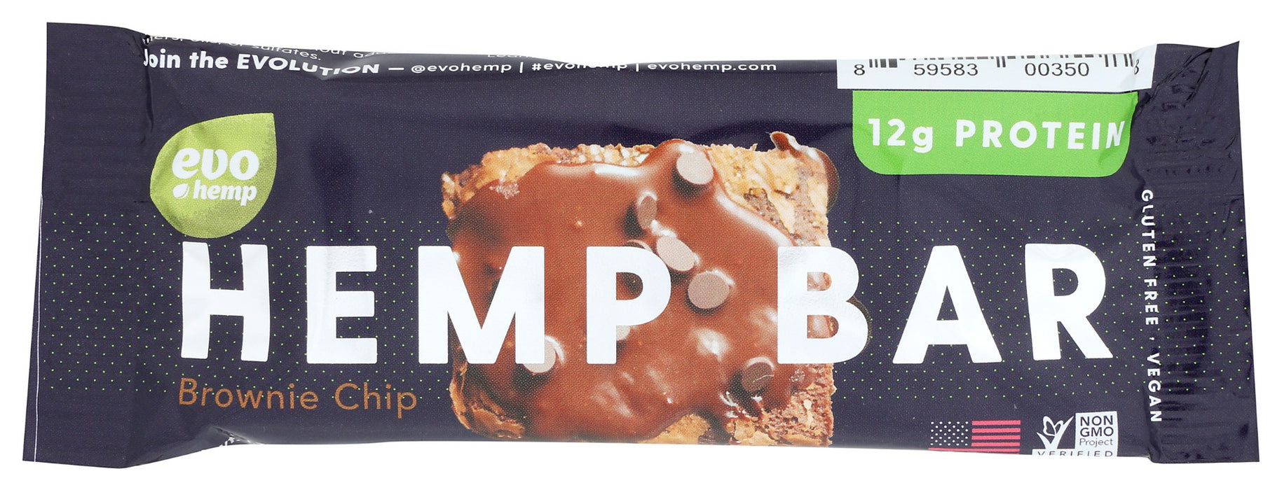 EVO HEMP: Brownie Chip Hemp Bar, 1.7 oz