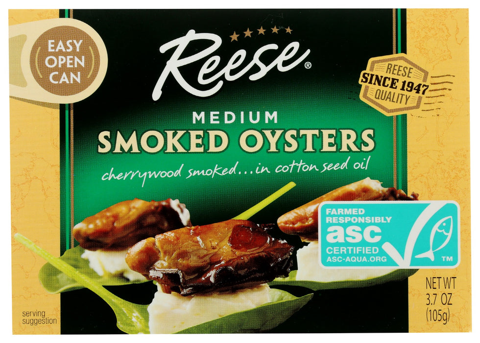 REESE: Medium Smoked Oysters, 3.7 oz