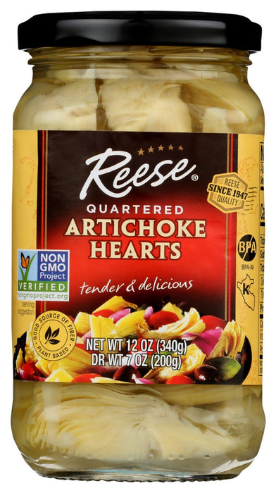 REESE: Quartered Artichoke Hearts in Glass, 12 oz