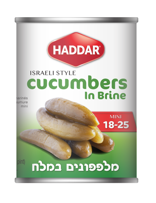 HADDAR: Mini 18 25 Cucumbers In Brine, 19 oz