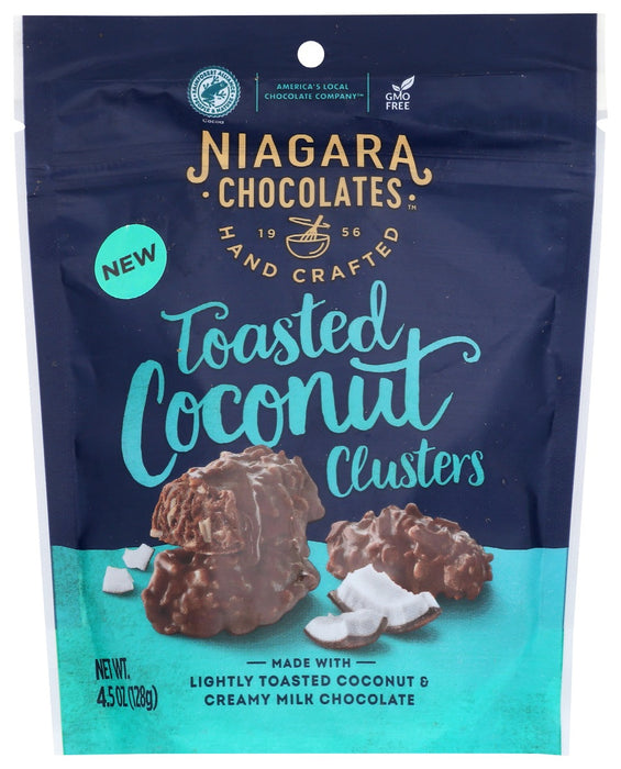 NIAGARA: Milk Chocolate Toasted Coconut Clusters, 4.5 oz
