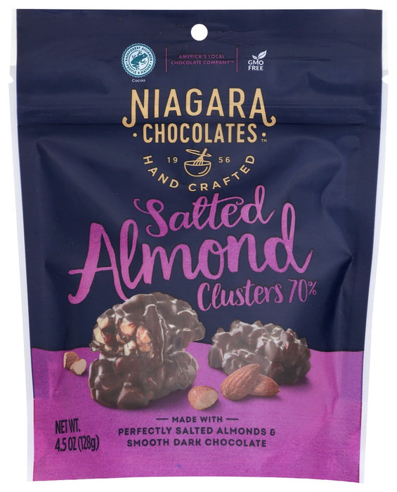 NIAGARA: 70% Dark Chocolate Salted Almond Clusters, 4.5 oz