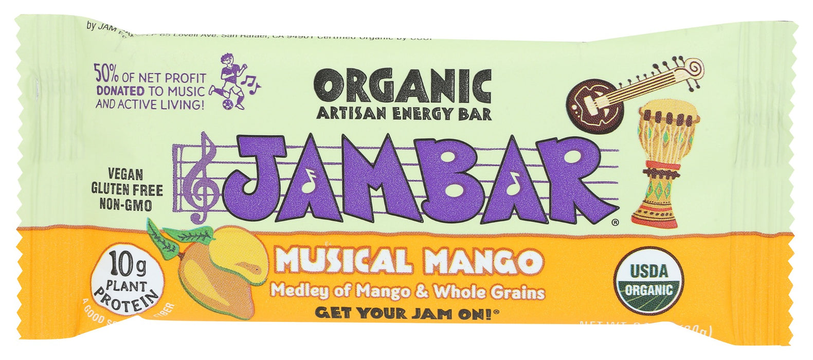 JAMBAR: Organic Musical Mango Energy Bar, 2.12 oz