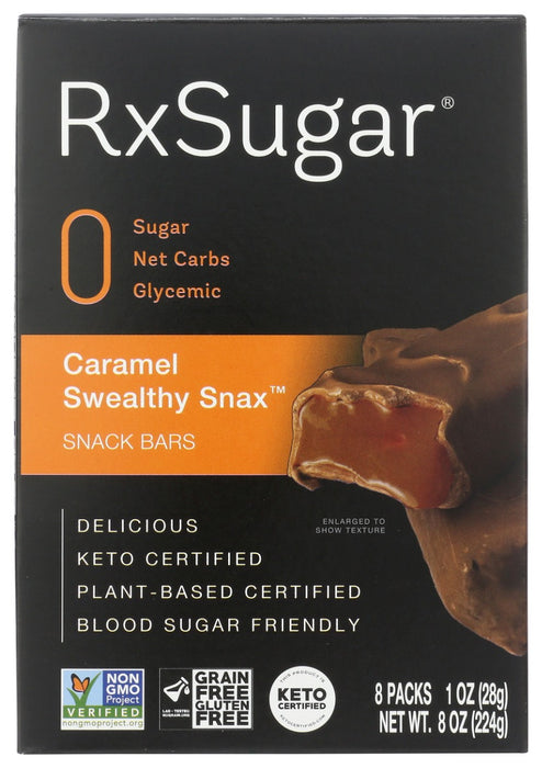 RX SUGAR: Caramel Swealthy Snax Bar 6 Pack, 8 oz