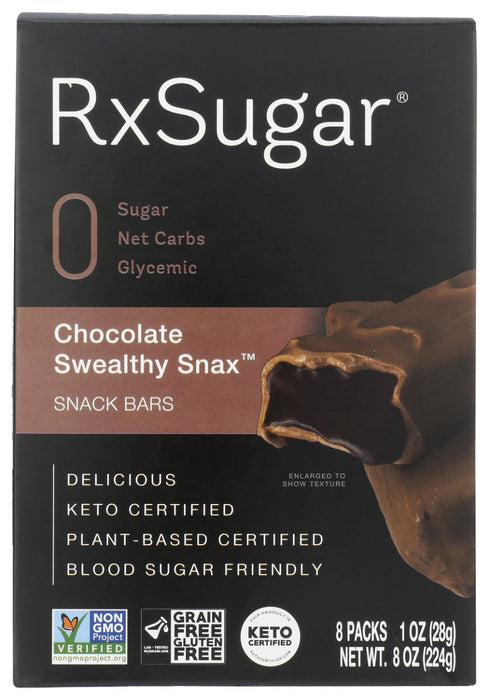 RX SUGAR: Chocolate Swealthy Snax Bar 6 Pack, 8 oz