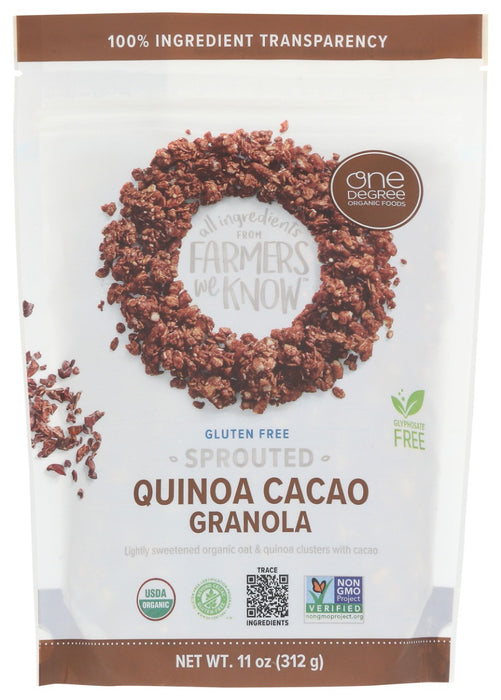 ONE DEGREE: Sprouted Oat Granola Quinoa Cacao, 11 oz