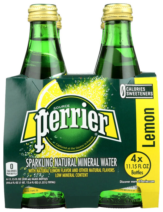 PERRIER: Lemon Sparkling Natural Mineral Water 4 Pack, 44.6 fo