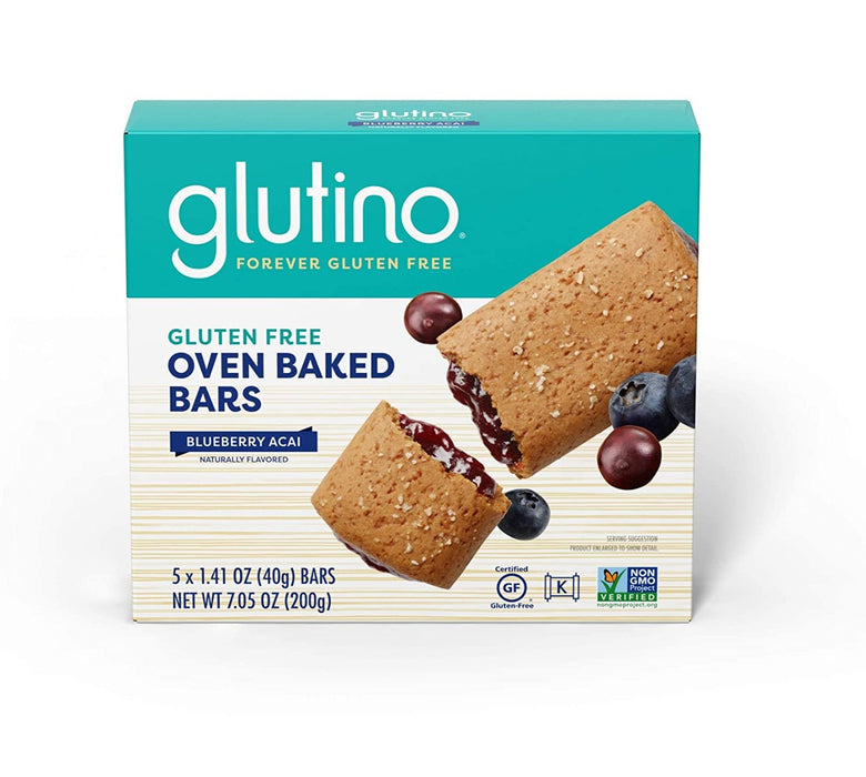 GLUTINO: Blueberry Acai Oven Baked Bars, 7.05 OZ