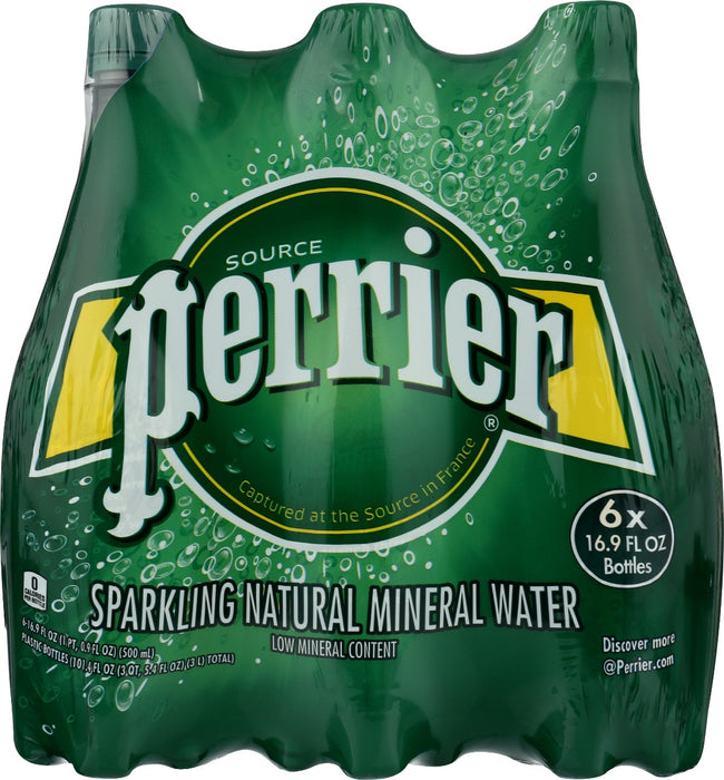 PERRIER: Sparkling Natural Mineral Water 6 Pack Pet, 101.4 oz