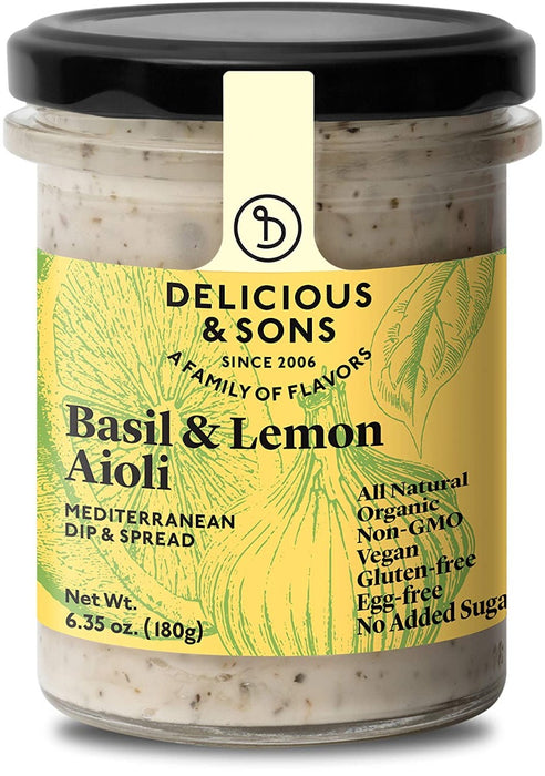 DELICIOUS AND SONS: Organic Basil & Lemon Aioli, 6.35 oz