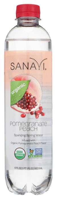SANAVI: Pomegranate Peach Sparkling Spring Water, 17 fo
