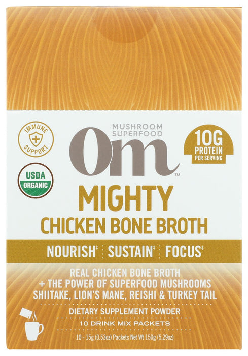 OM MUSHROOMS: Mighty Chicken Bone Broth Powder, 10 pk