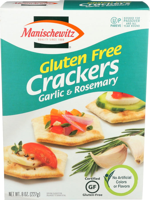 MANISCHEWITZ: Garlic And Rosemary Gluten Free Crackers, 8 oz