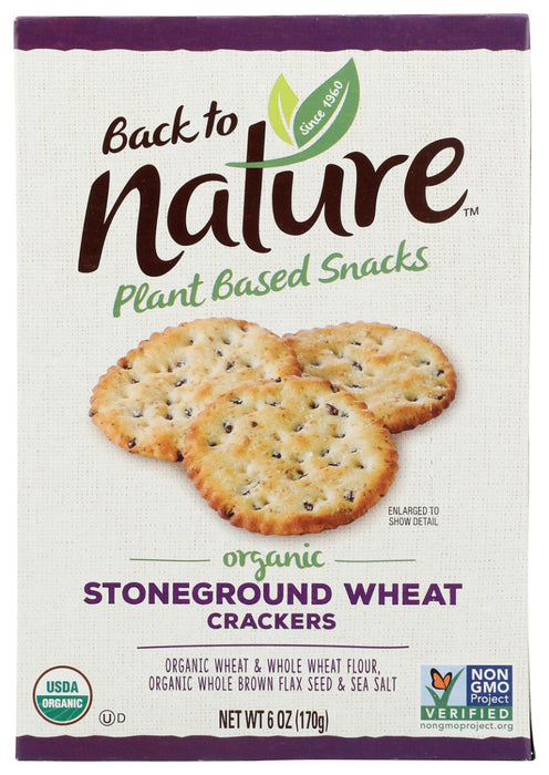BACK TO NATURE: Organic Stoneground Wheat Crackers, 6 oz
