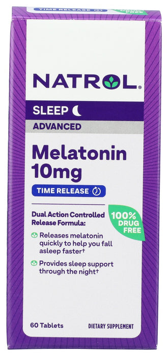 NATROL: Melatonin Advanced Maximum Strength 10mg Time Release Tablets, 60 tb