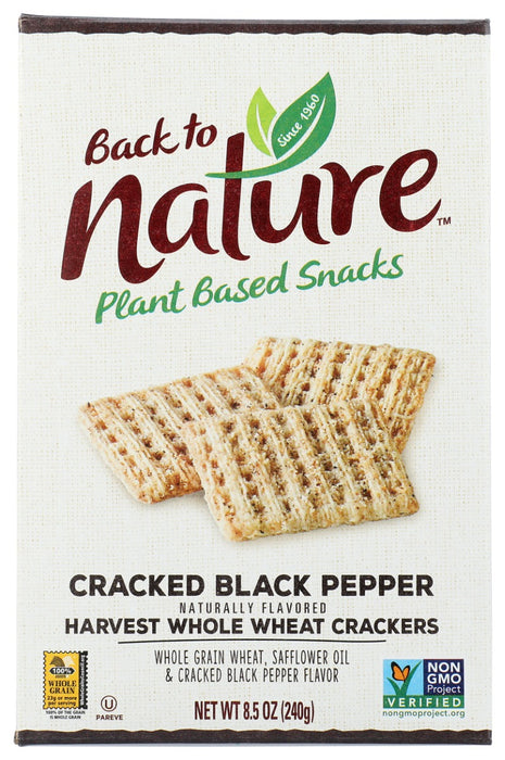 BACK TO NATURE: Cracked Black Pepper Harvest Whole Wheat Crackers, 8.5 oz