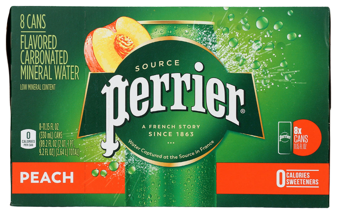 PERRIER: Peach Sparkling Water 8Pk, 89.2 fo