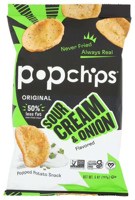 POPCHIPS: Sour Cream and Onion Potato Chips, 5 oz