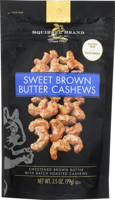 SQUIRREL BRAND: Sweet Brown Butter Cashews, 3.5 oz