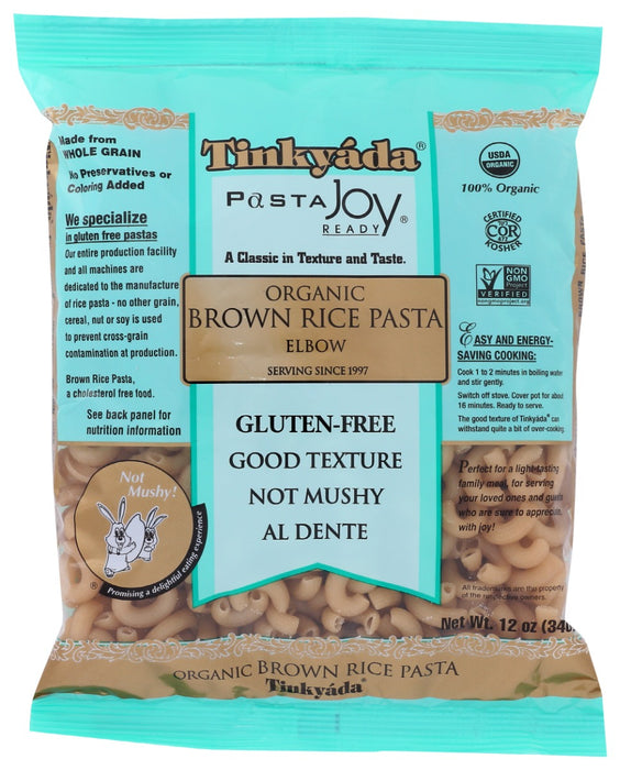 TINKYADA: Organic Brown Rice Elbow Macaroni Pasta, 12 oz